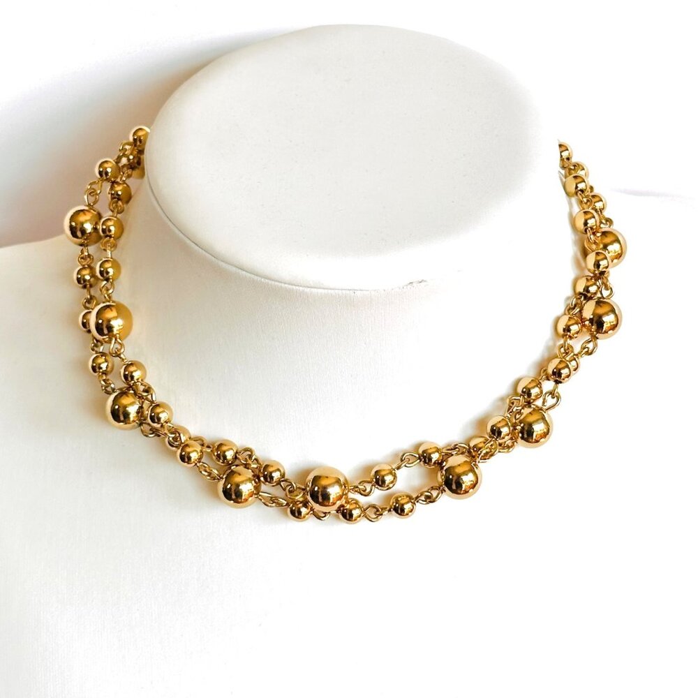 Talbots Gold Tone Bead Necklace - 28.5" + 2" Extender